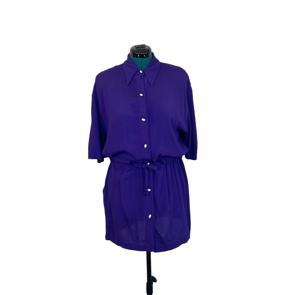 Sabina USA Purple Longline Blouse, Size L